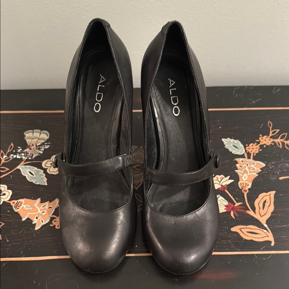 Aldo Black Block Heel Pumps